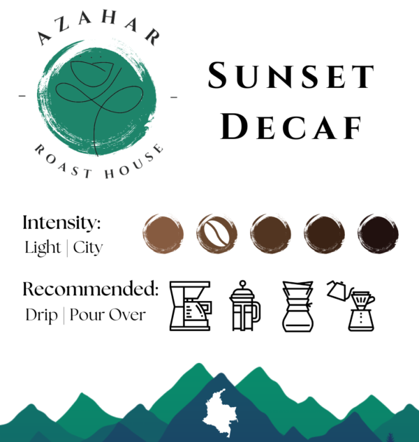 Sunset Decaf Coffee Bag Label